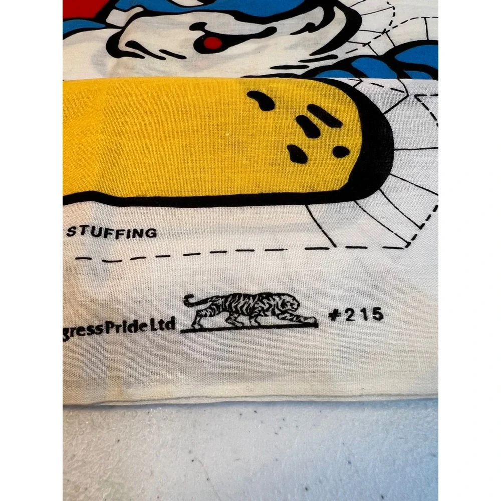 Vintage 1982 Papa Smurf Cut and Sew Plush Pillow Fabric Panel Wallace Berrie 215